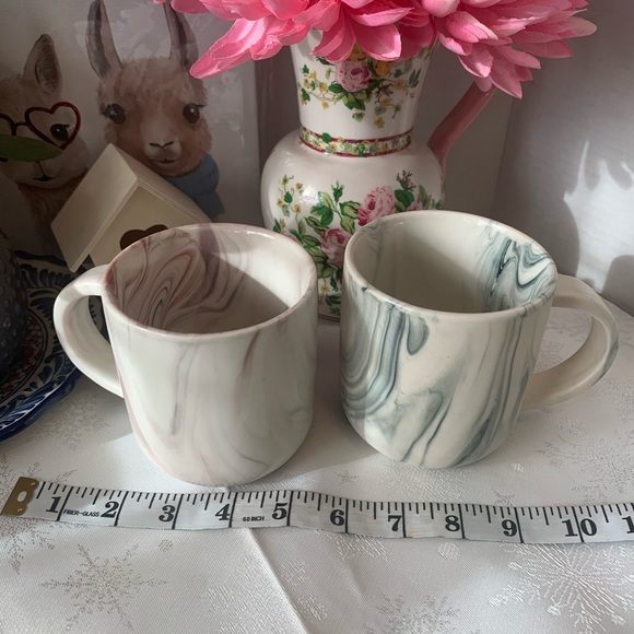World Market Marble Stoneware Look Ceramic Set of Cafe Mugs - Picture 9 of 15